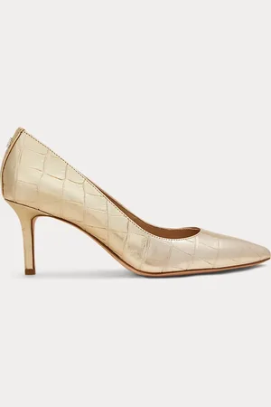 Ralph Lauren Metallic-Lederpumps Lanette mit Prägung