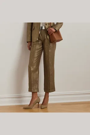 Ralph Lauren Metallic-Leinenhose in 3/4-Länge