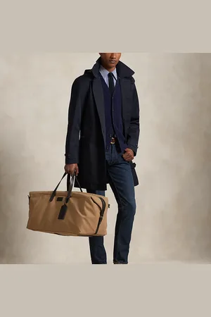 Ralph Lauren Segeltuch-Reisetasche mit Lederbesatz