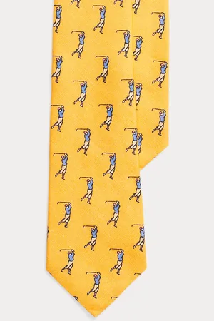 Ralph Lauren Leinenkrawatte mit Golfspielerdruck