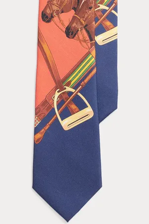 Ralph Lauren Seidentwill-Krawatte mit Reitsport-Druck