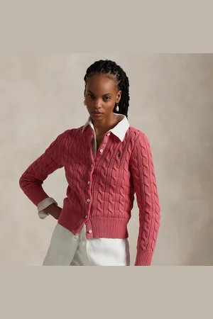 Ralph Lauren Rundhalsstrickjacke mit Zopfmuster