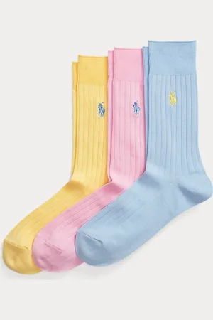 Ralph Lauren Gerippte Anzugsocken im Dreierpack