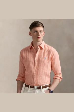 Ralph Lauren Gestreiftes Custom-Fit Leinenhemd