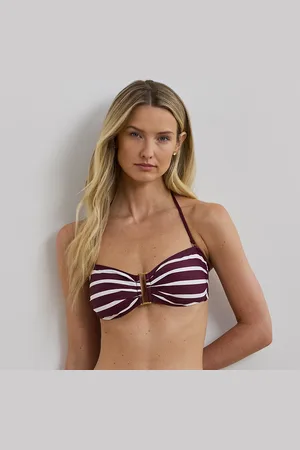 Ralph Lauren Gestreiftes Bandeau-Bikinitop mit Ring