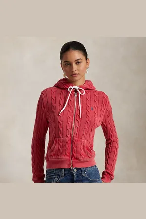 Ralph Lauren Baumwoll-Kapuzenjacke mit Zopfmuster