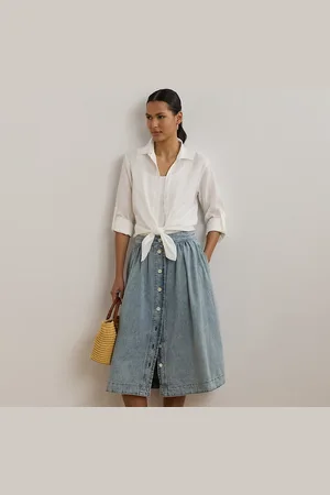 Ralph Lauren Kurzgrößen - Denimrock mit Knöpfen vorne