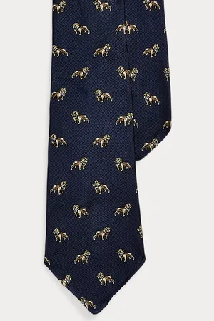 Ralph Lauren Seidentwill-Krawatte mit Hundemotiv