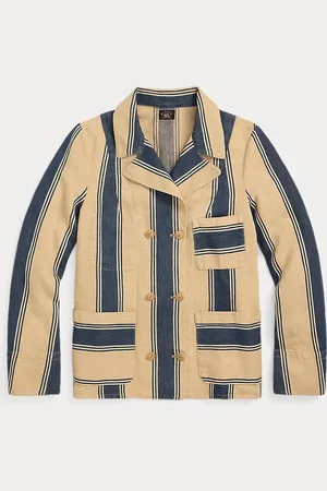 Ralph Lauren Gestreifte Leinen-Baumwoll-Twilljacke