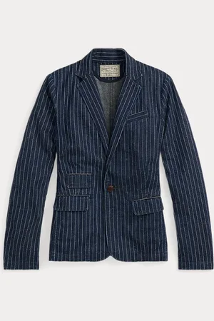 Ralph Lauren Gestreifter Denim-Blazer in Indigo