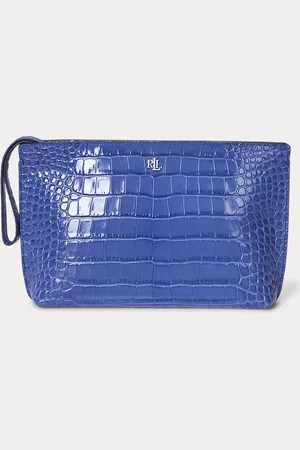 Ralph Lauren Große Lederpochette mit Krokodilprägung