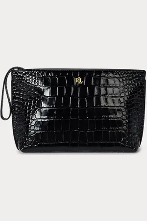 Ralph Lauren Große Lederpochette mit Krokodilprägung