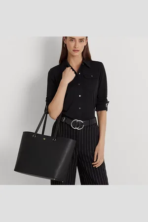 Ralph Lauren Schraffierte Ledertragetasche Karly