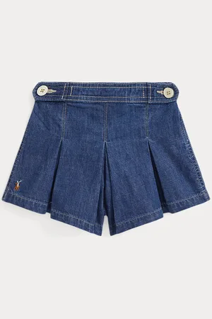 Ralph Lauren Indigoblaue Denim-Shorts mit Falten