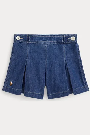 Ralph Lauren Indigoblaue Denim-Shorts mit Falten
