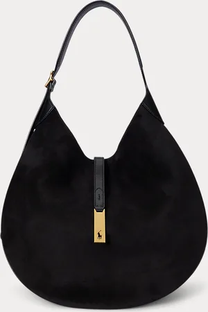 Ralph Lauren Große Wildleder-Schultertasche Polo ID