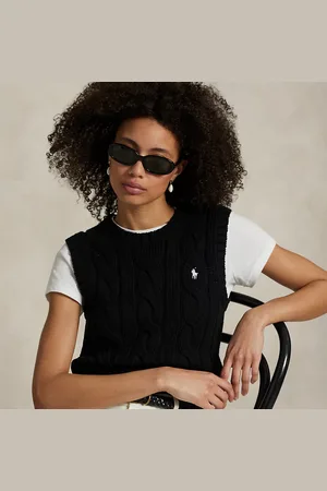 Ralph Lauren Kurzer Baumwollpullunder mit Zopfmuster