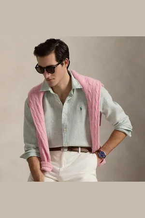 Ralph Lauren Gestreiftes Custom-Fit Leinenhemd