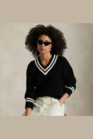 Ralph Lauren Baumwoll-Cricketpullover in Aran-Strick