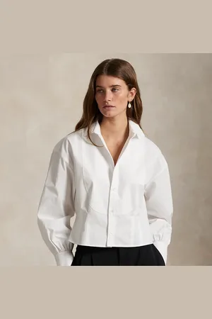 Ralph Lauren Kurzes Smokinghemd aus Baumwollpopeline