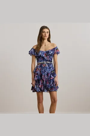 Ralph Lauren Schulterfreies Cocktailkleid mit Druck