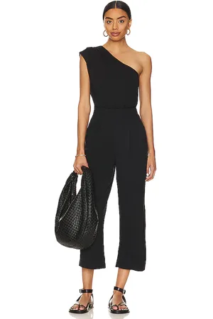 Free People The Franklin Denim Notch Collar Long Sleeve Tailored One Piece  Jumpsuit