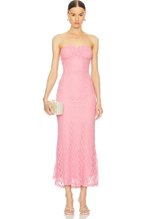 Bardot SCHULTERFREIES MIDIKLEID ADONI in . Size 4, 6, 8.