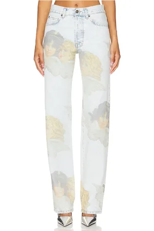 Fiorucci JEANS ANGEL PRINT MID BLUE STRAIGHT FIT in . Size 24, 26.
