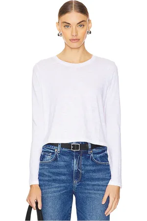 Goldie Estelle Long Sleeve Cropped Boy Crew Shirt in . Size S.