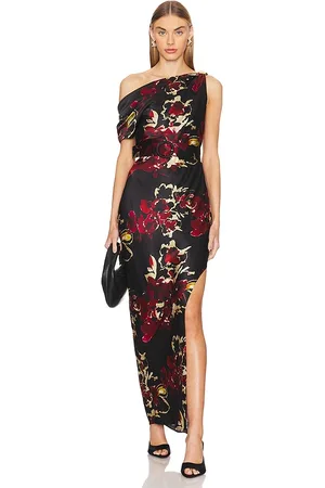 Nicholas MIDI-KLEID HALLE in Burgundy,Black. Size 2.