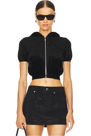 Alexander Wang Short Sleeve Cropped Zip Hoodie in . Size XS.