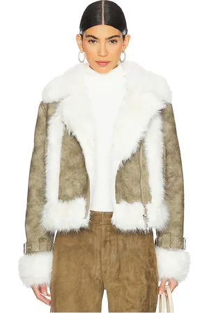 Apparis JACKE IN DISTRESSED-OPTIK MIT WEBPELZ-BORDÜREN JAY in . Size S, XS, XXL.