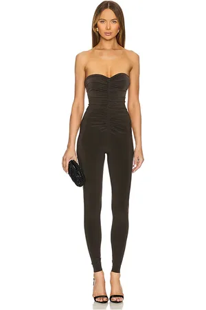 Norma Kamali TRÄGERLOSER CATSUIT MIT RAFFUNG VORN in . Size M, XL.