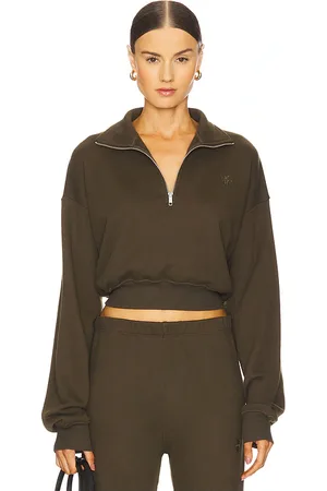 ÉTERNE Cropped Half-Zip Sweatshirt in . Size S.