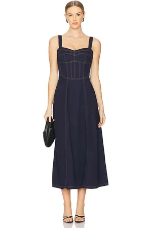 Bardot MIDIKLEID AUS DENIM LILAH in . Size 2, 4, 6, 8.