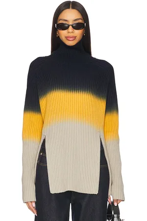 MONSE Zip-Detail Sweater in Navy, Yellow, Beige. Size M, S, XS.