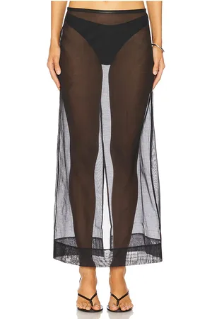 St Agni Sheer Leather Trim Skirt in . Size M, S.