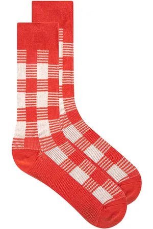 Guest In Residence SOCKEN GINGHAM in Rose,Red.