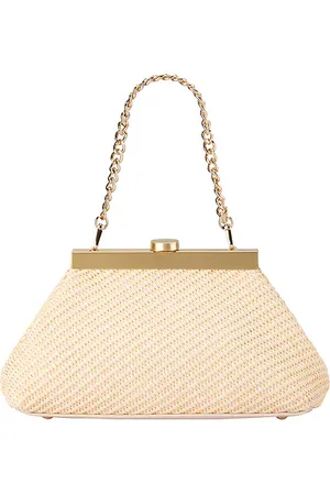Olga Berg Hanna Woven Straw Clutch in .