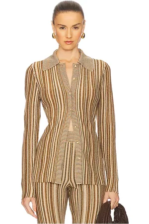 VERONICA BEARD CARDIGAN LANDON in Metallic Neutral,Brown. Size S, XS.