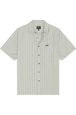 Brixton Cru Oxford Stripe Short Sleeve Shirt in . Size M, S, XL/1X.