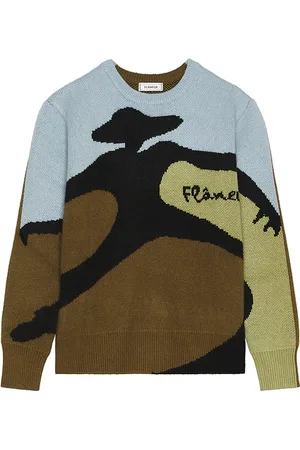 FLÂNEUR STRICK in Olive,Baby Blue. Size M, XL/1X.