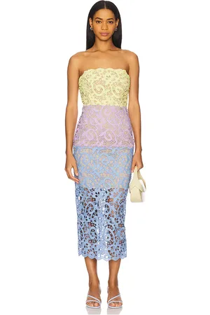 Milly MIDI-KLEID KAIT TROIS in Lavender,Lemon. Size 10, 12, 2, 4, 8.