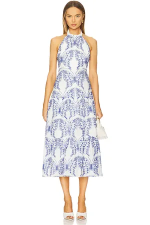 Milly MAXIKLEID DRESS in White,Blue. Size 10, 12, 2, 4, 6, 8.