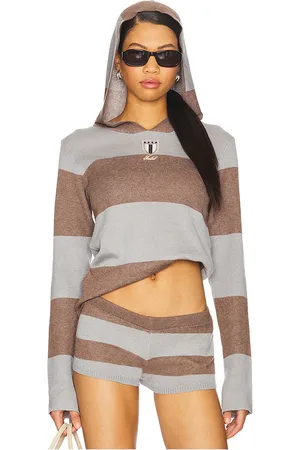 Jaded London OBERTEIL STRIPE KNITTED RUGBY WITH HOOD in . Size M, S, XS.