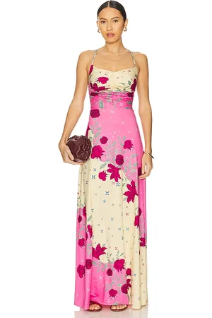 Agua Bendita MAXIKLEID ARISTA in Pink,Cream. Size M, S, XS.