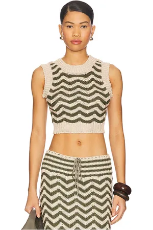Agua Bendita ÄRMELLOSES OBERTEIL EMORY in Olive,Beige. Size M, S.