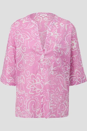QS by s.Oliver Baumwollbluse mit Fledermausärmeln und floralem All-over-Print, Damen
