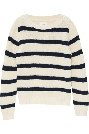 QS by s.Oliver Geringelter Strickpullover aus Baumwollmix, Kinder