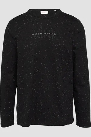 QS by s.Oliver Meliertes Longsleeve aus Jersey mit Logo-Print, Herren